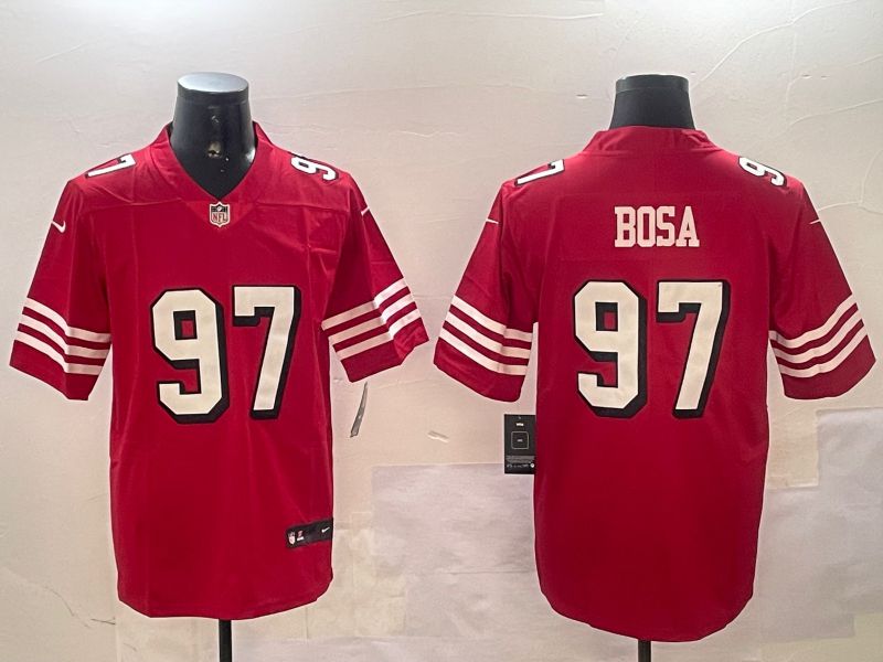 Men San Francisco 49ers #97 Bosa Red Throwback Second generation 2024 Nike Limited NFL Jersey style 1